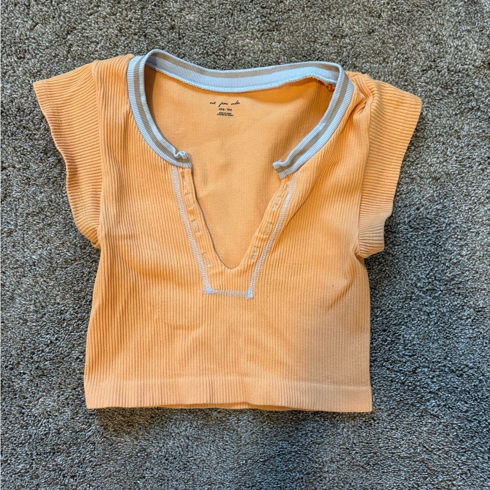 Urban Outfitters Orange and Gray Short Sleeve Tee